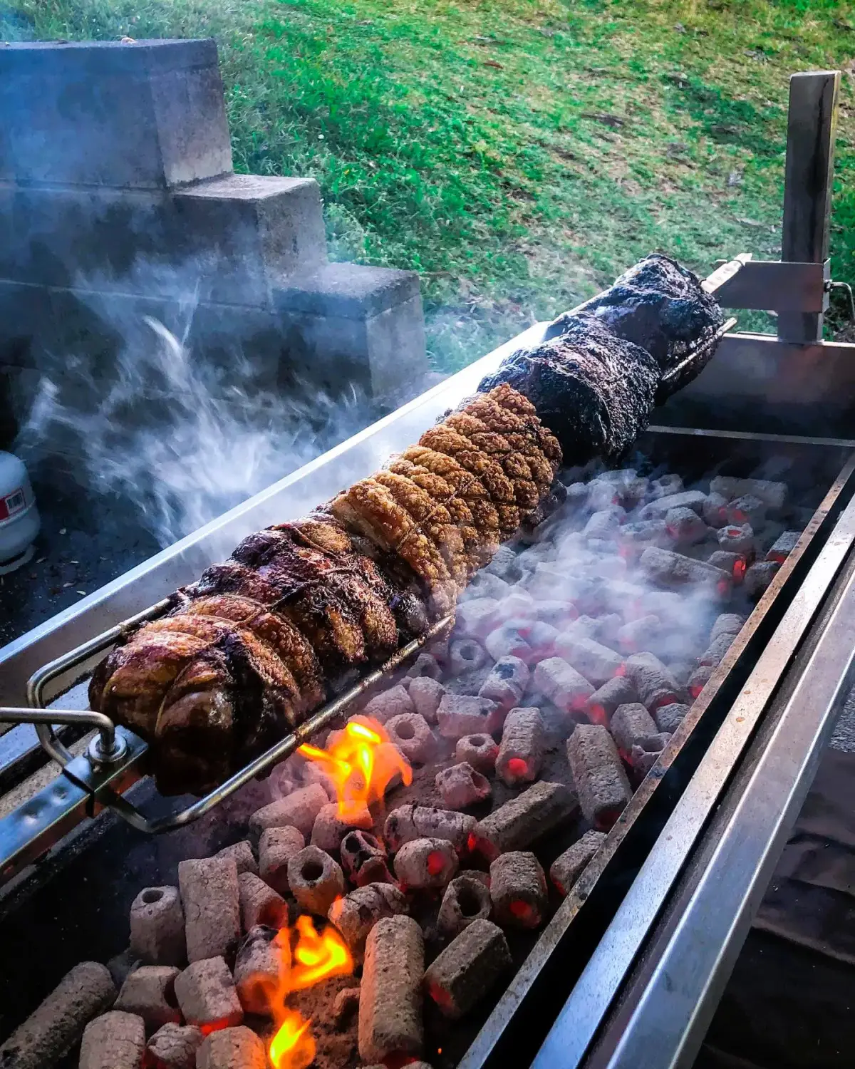 Hog roast being carved at a Cornwall wedding